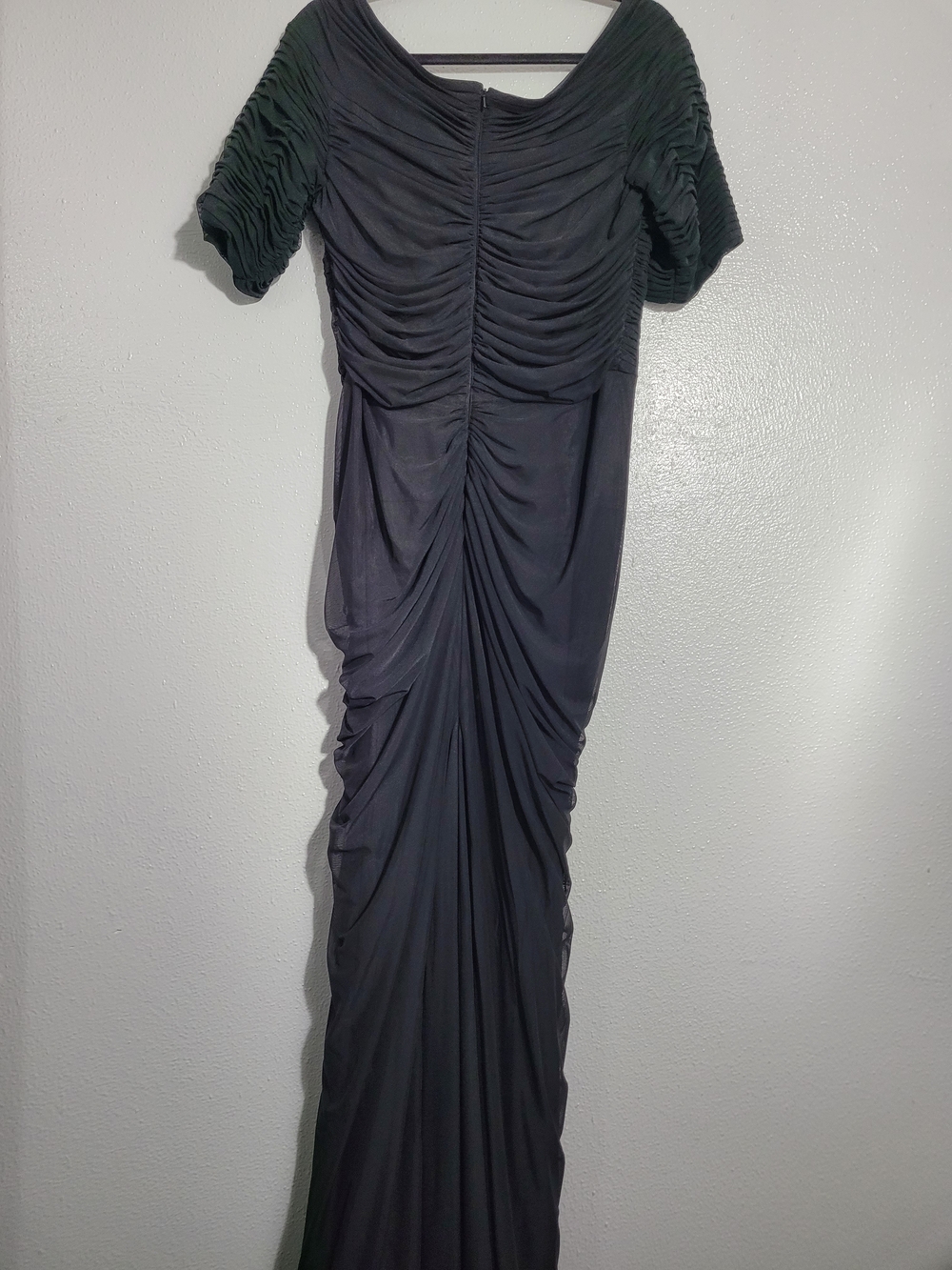Tadashi Shoji Black Ruched Cowl Neck Long Dress - Picture 3 of 8